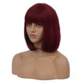 thumbnail image 3 of BERON Wine Red Short Wigs Straight Bob Hair Wigs with Bangs for Women Synthetic Daily Use Wig, 3 of 4