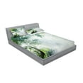 thumbnail image 2 of Ambesonne Nature Fitted Sheet & Pillow Sham Set, Sunbeams Shadows Idyllic, Queen, Green White, 2 of 2