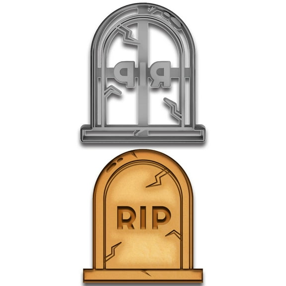 RIP Tombstone Cookie Cutter & Stamp - 4x3.56" (Random Color), Spooky Halloween Baking Tool