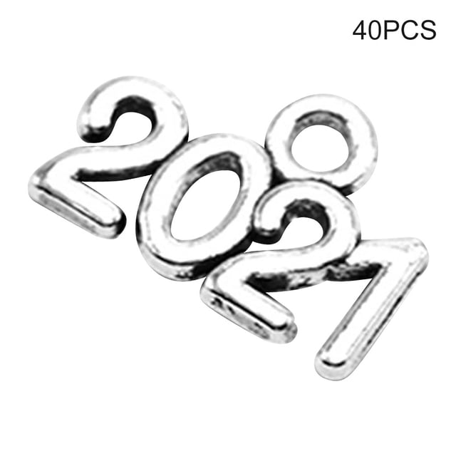Sonducket 40 Uds. Año número 2021 dijes colgantes DIY fabricación de joyas joyería encontrar Color plata antigua Color oro antiguo 9x14mm Accesorios de disfraces Plata antigua Sonducket AP000452-01