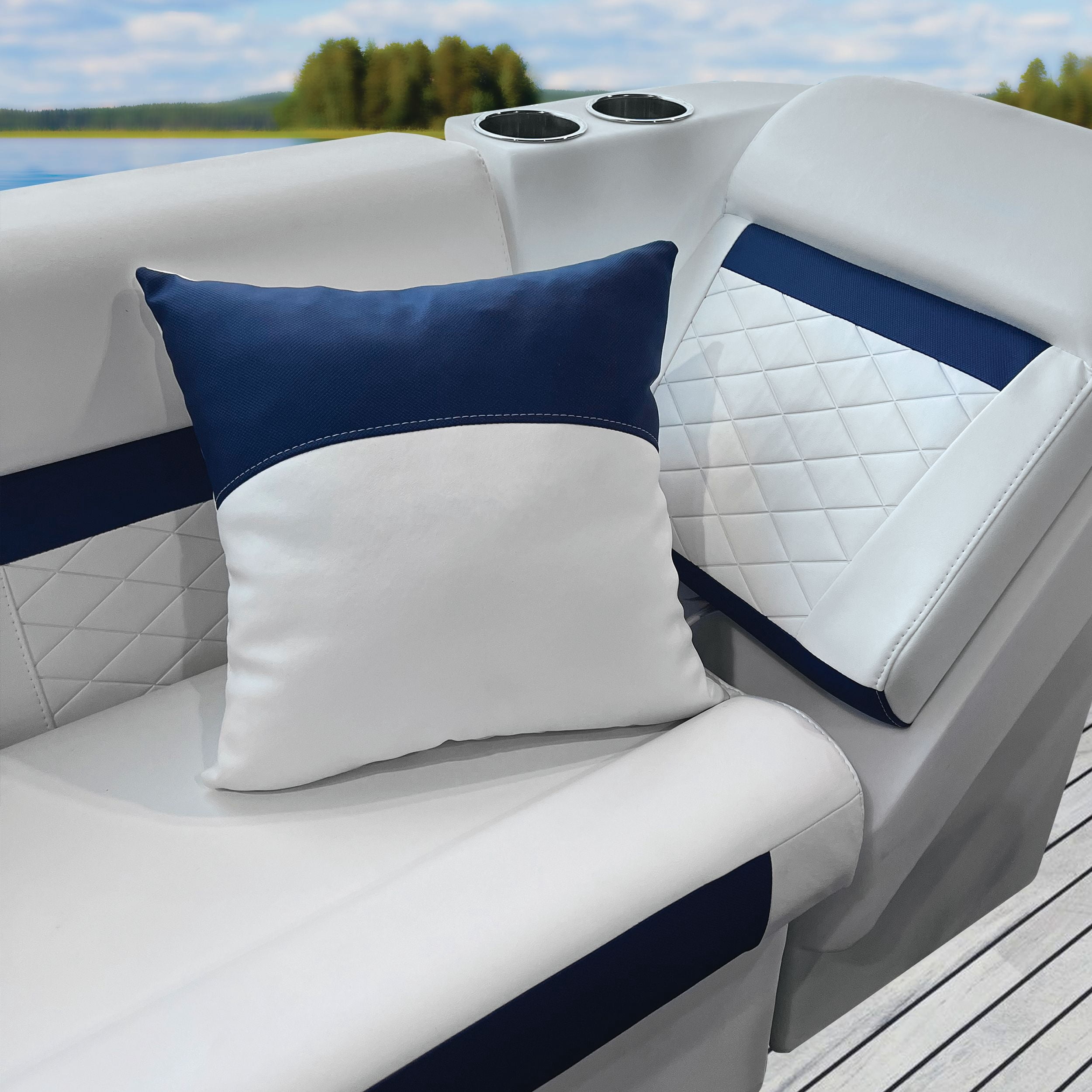 Wise DLX1616-1900 DLX Pontoon Series Square Pillow - Neutral / Meteor