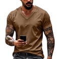 thumbnail image 3 of Hearthz Mens Shirts Casual Moisture Wicking Breathable Mens Athletic Shirts V Neck Men Shirts Short Sleeve Basic Baseball Jersey Brown XXXL, 3 of 7