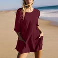 thumbnail image 2 of HXWCHs Long Sleeve Jumpsuits for Women, Stylish Women's Casual Romper with Short Sleeves Round Neck and Convenient Pockets for Everyday Comfort XL Brick Red, 2 of 7