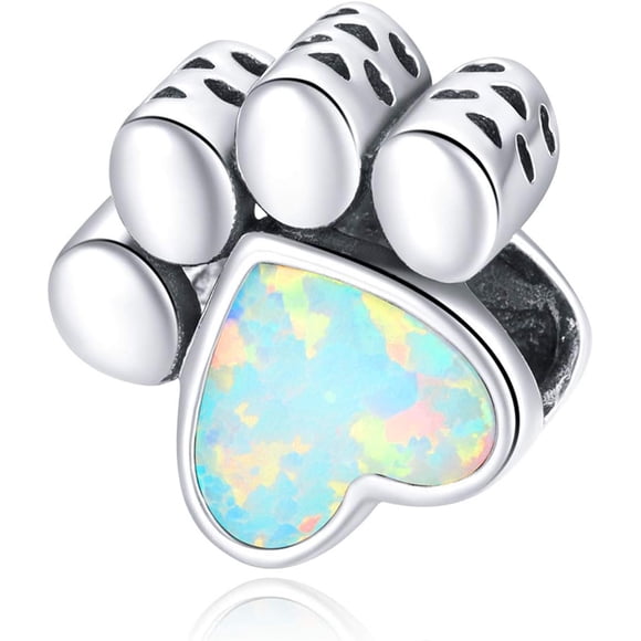 GHSDFBB Dog Paw Charm 925 Sterling Silver Pet Charm Animal Charm Birthday Charm for Pandora Charm Bracelet
