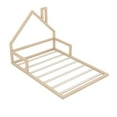 thumbnail image 6 of Bellemave Full Size Wood Floor Bed with House-shaped Headboard,Full Bed Frame,Montessori Floor Bed with Rails (Full,Natural), 6 of 10