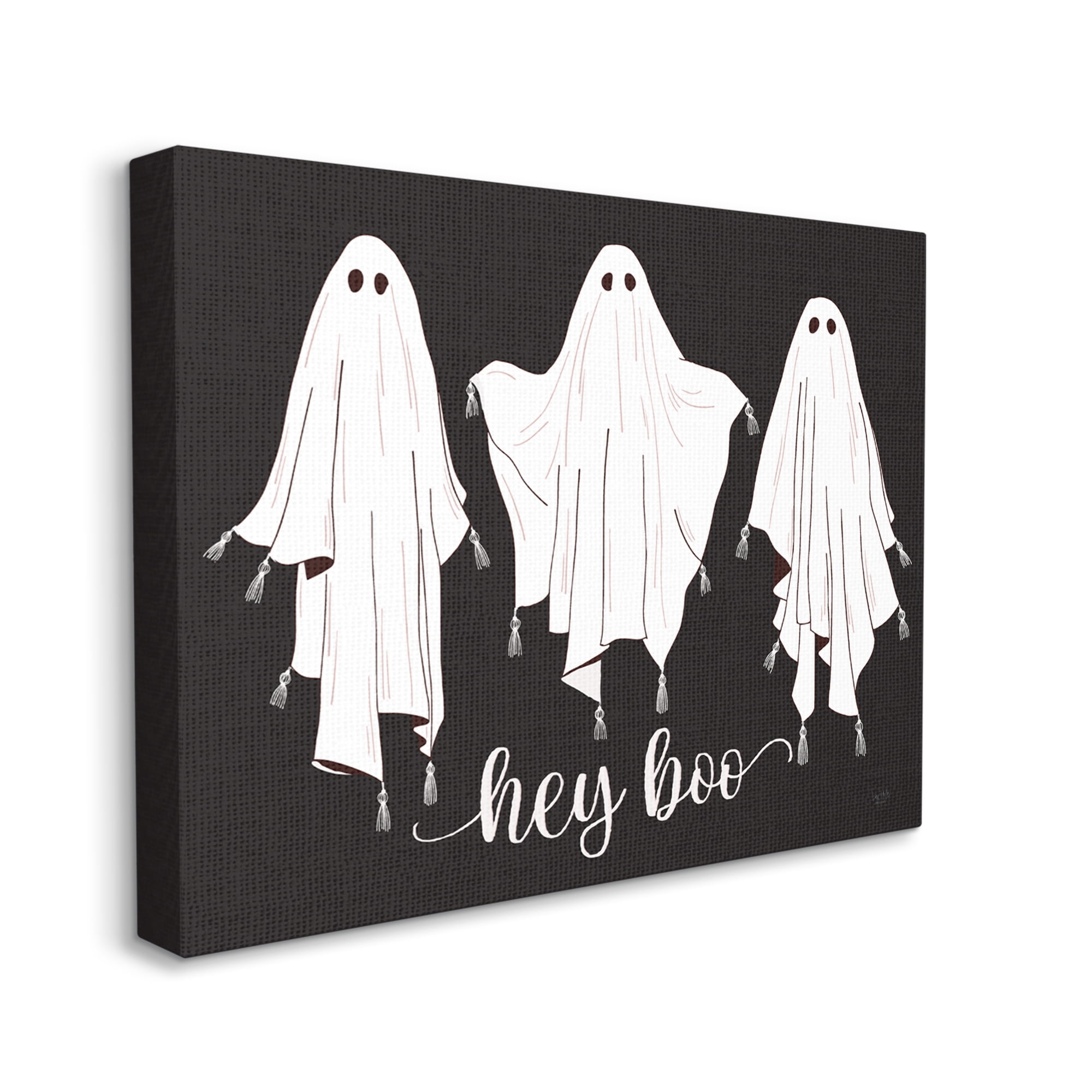 Stupell Industries Hey Boo Three Ghosts Holiday Painting Gallery Wrapped Canvas Print Wall Art, 48 x 36