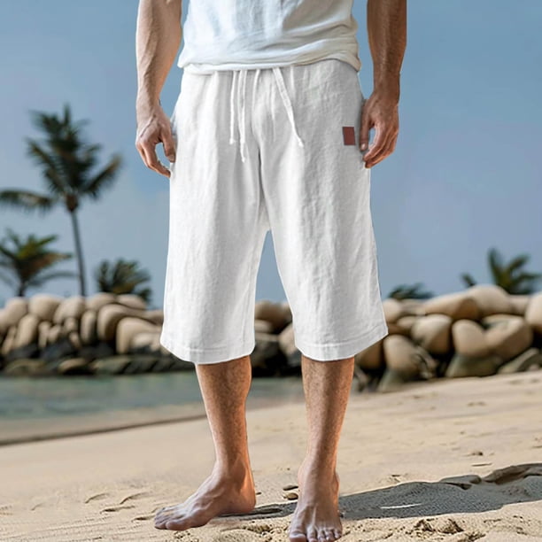 pstuiky Pantalones cortos de entrenamiento para hombre, Pantalones cortos deportivos informales de moda para hombre con bolsillos y cintura con cordones para fitness y deporte.