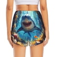 thumbnail image 2 of Lsque Colorful Underwater Shark Printed Women's Running Shorts with Liner Pockets,Elastic Quick Dry Workout Athletic Gym Yoga Shorts,Womens High Waist Shorts-Large, 2 of 9