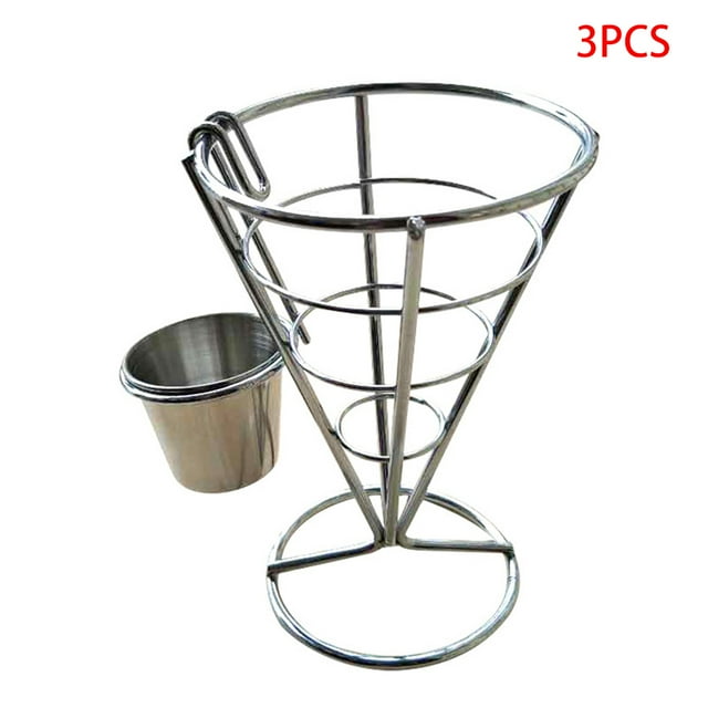 facefd 3 Pieces One Sauce Stand Cone Fries Holder Fruit Appetizers French Fry Stand Popcorn Vegetables Fruit Appetizers French Fry Stand Kitchen Food Container