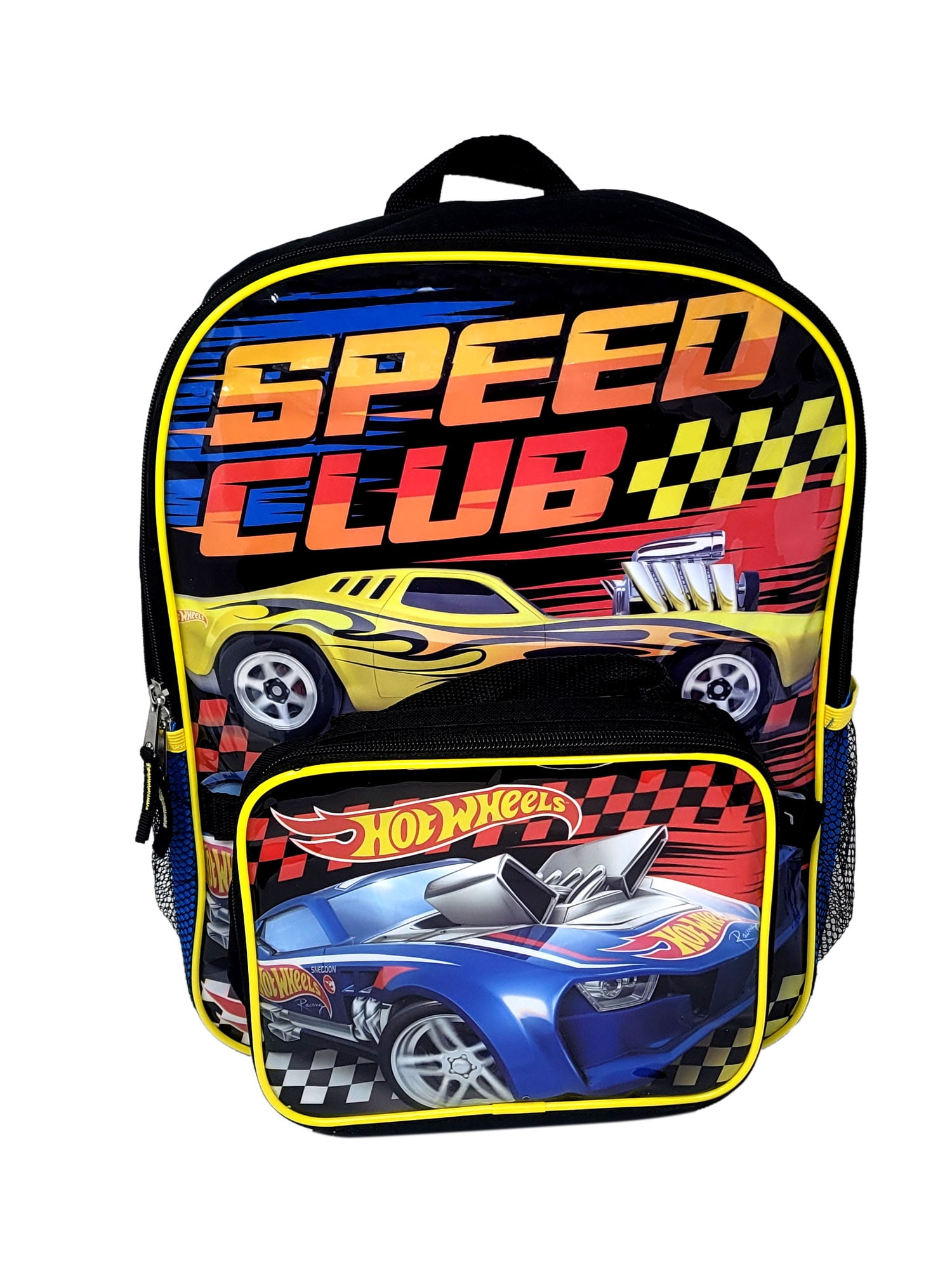 Hot Wheels Backpack 16" & Insulated Lunch Bag Detachable 2Pcs Race