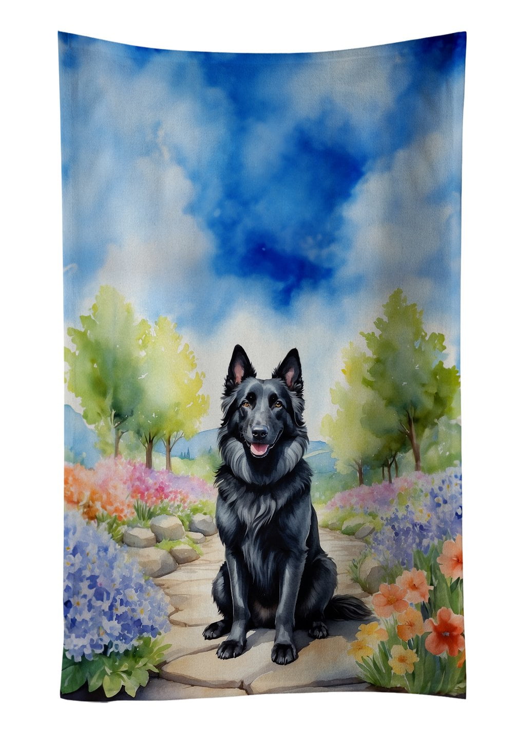Bergamasco Sheepdog Spring Path Kitchen Towel 15 in x 25 in