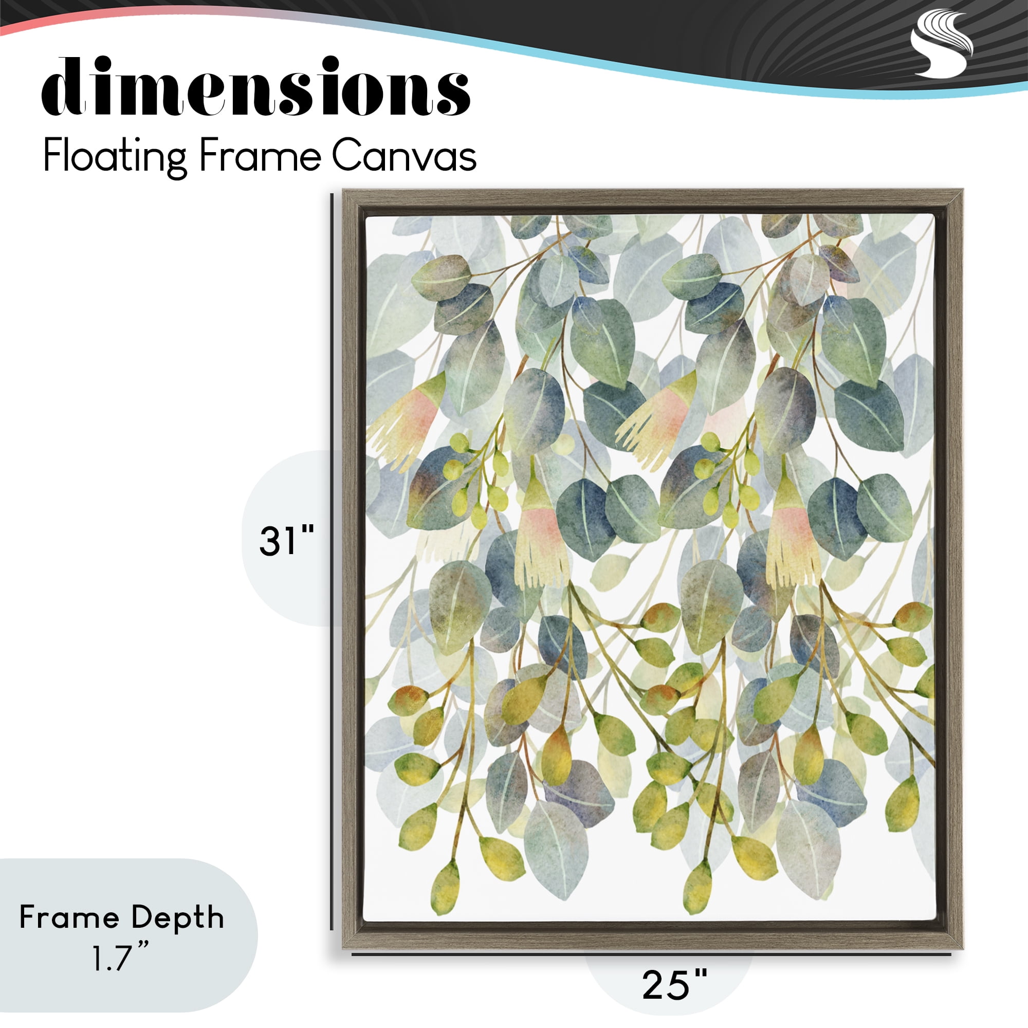 Stupell Industries Suspended Ivy Leaves Brown Framed Floater Canvas Wall Art, design by Marcus Prime
