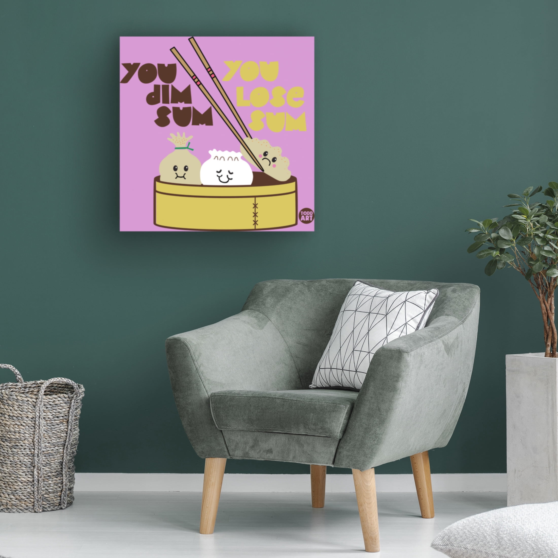 Canvas Wall Art - toddart 'Dim Sum Lose Sum' Wall Art for Living Room, Bedroom, or Office Décor by Trademark Fine Art - 35 x 35 Inches