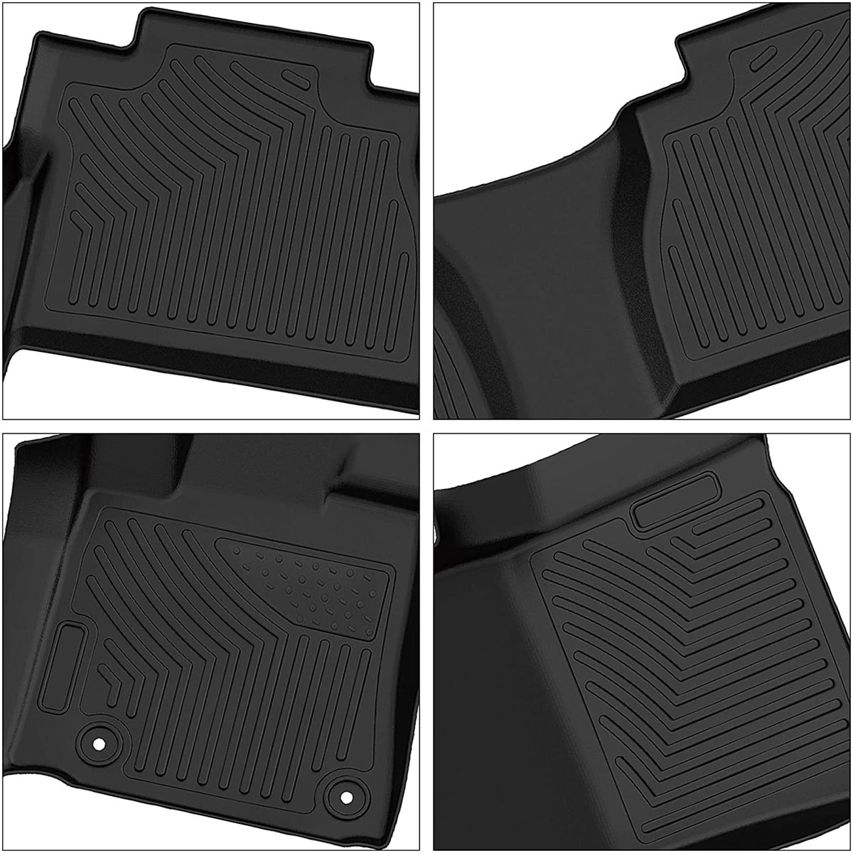 RVNI TPE Rubber Front and Rear 3 Pieces for Toyota Tundra 2014-2021 Double / CrewMax Cab Floor Mats Set, All-Weather Protection