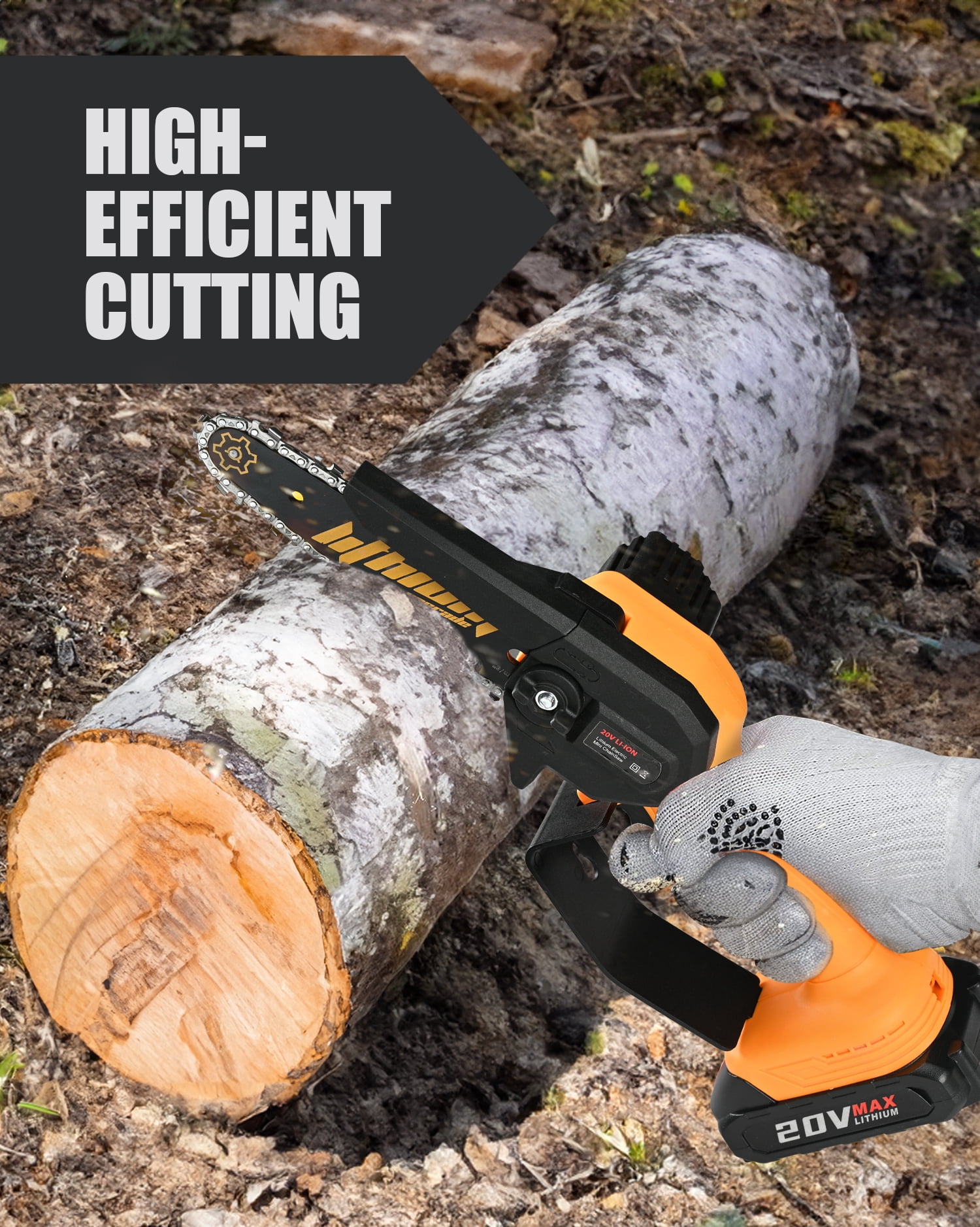 Mini Chainsaw 6-inch with 2 Batteries Cordless Handheld Small Chain Saw for Tree Branch Wood Cutting(3 Chains)