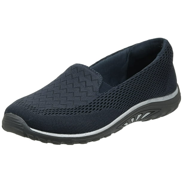 Mocasines planos Skechers Reggae Fest-Willows para mujer, azul marino