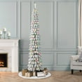 thumbnail image 2 of Puleo International 7 ft Pre-Lit Flocked Artificial Alpine Pencil Tree 318 Tips 150 Clear Lights, 2 of 7