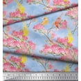 thumbnail image 3 of Soimoi Blue Cotton Duck Fabric Floral & Pigeon Bird Print Fabric by The Yard 44 Inch Wide, 3 of 3