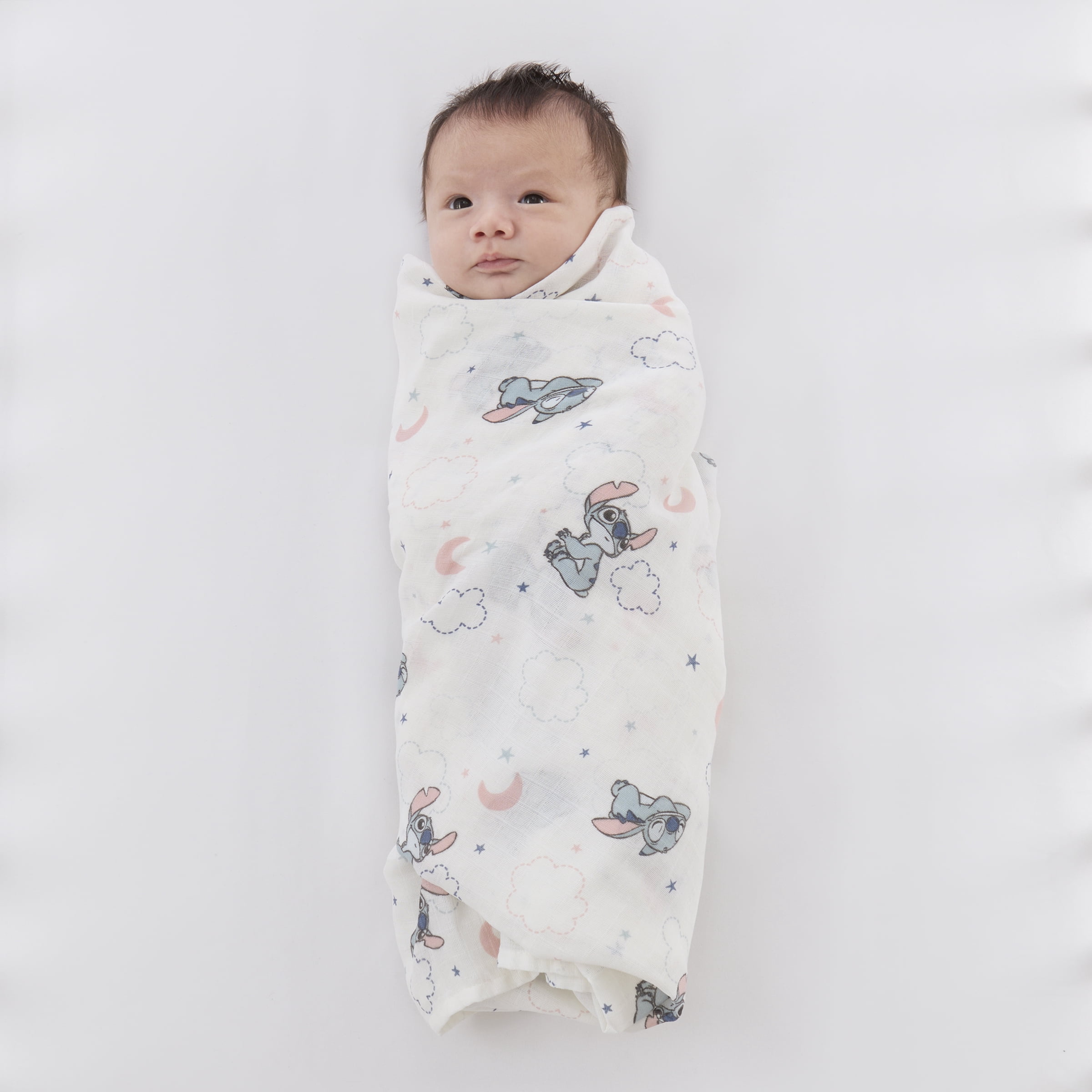 Stitch 2pk Muslin Swaddle, 100% Cotton, Blue, Infant Boy