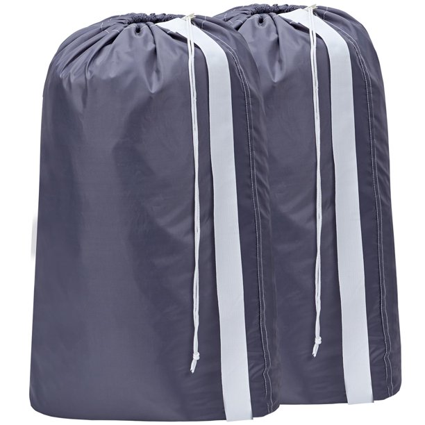HOMEST Paquete de 2 bolsas de lavandería de nailon XL con correa, organizador grande de ropa sucia, fácil de colocar en un cesto o cesta de ropa, puede transportar hasta 4 cargas de ropa, gris