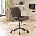 thumbnail image 3 of YOUNUOKE Armless Desk Chair  Office Chair with Wheels Home Ergonomic Task Chair Adjustable Computer Chairs Modern Faux Leather Swivel Chair Upholstered Makeup Vanity Chair with Back(Brown), 3 of 9