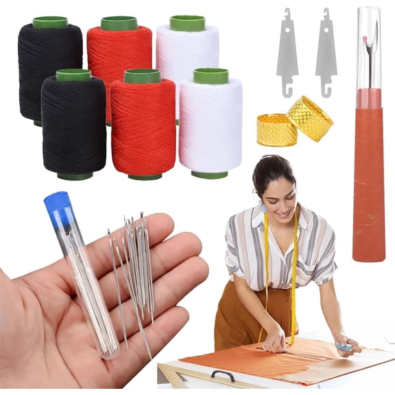 37Pcs Stainless Steel Sewing Needles for Big Eye Steel Sewing Needles Kit with Sewing Kit for Adults - Steel Needles for Hand Sewing Kit with Thread Kit, Threader and Needle Repair Kit