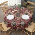 thumbnail image 3 of Red Boho Ethnic Geometric Pattern Round Tablecloth 60"x60",Wrinkle Wipeable Table Cloth for Kitchen Dining Room Picnic Patio Party, 3 of 6