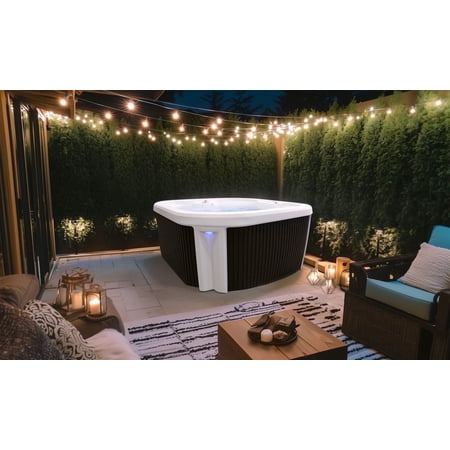 Spark 7-Person 35-Jet Plug & Play Hot Tub – 120V/240V, Stainless Steel Heater, Ozone System, Waterfall & LED Lighting (White/Mocha)