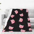 thumbnail image 2 of Pink Pig Blanket,Cute Cartoon Pig Face Flannel Fleece Throw Blanket,Super Soft Cozy Fluffy Warm Couch Bed Sofa Travelling Camping Blanket 60"X50" for Kids Adults All Season, 2 of 6