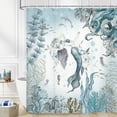 thumbnail image 4 of Mermaid Shower Curtain, Sea Ocean Octopus Coral Reef Fish Seashell Jellyfish Theme Waterproof Fabric Bathroom Curtains, Teal and Blue Sea Ocean Bathroom Shower Curtain with 12PCS Hooks, 70X70IN, 4 of 6