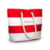 Personalized Large Red Canvas Beach Tote Bag