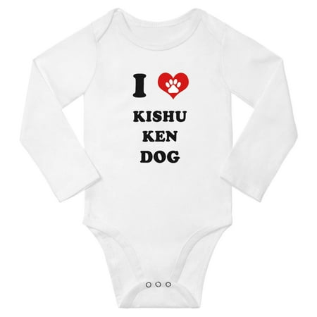 

I Heart Kishu Ken Dog Cute Baby Long One-pieces (White 6-12 Months)