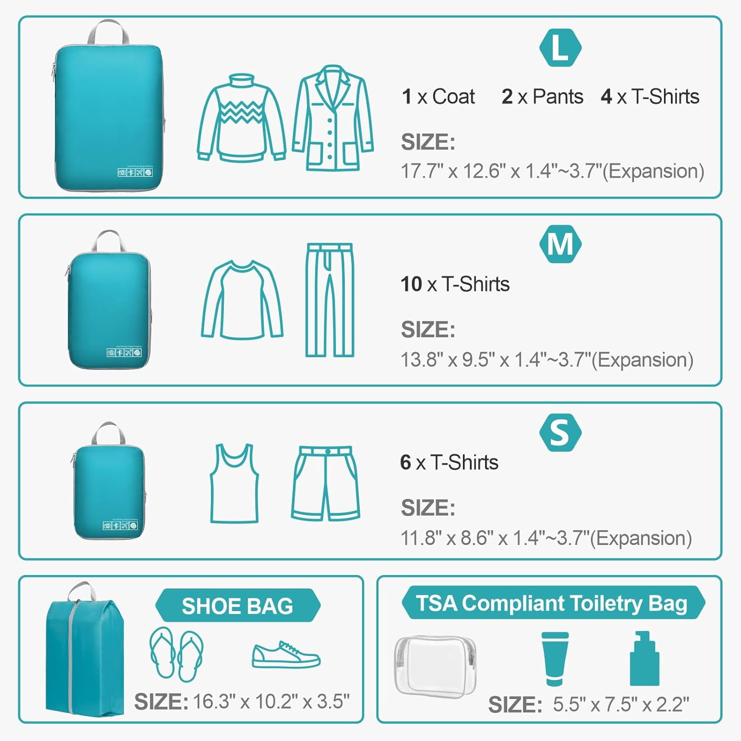 Compression Packing Cubes for Travel Women - Lightweight Luggage Organizers Bag Packing Cubes for Carry on Suitcases