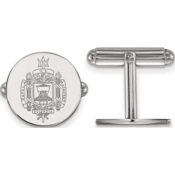 Sterling Silver Rh-Plated Logoart Navy Crest Cuff Link (15 X 15) Made In United States ss038usn