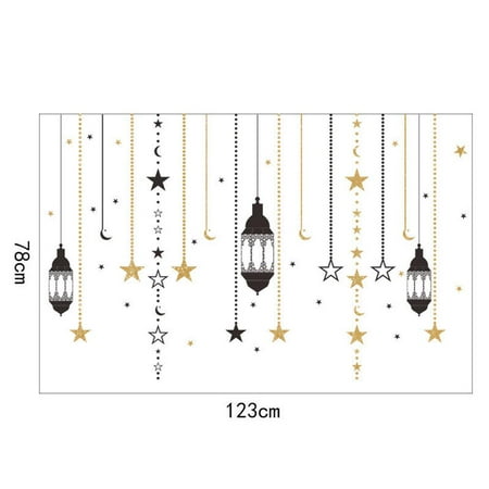 

Ramadan Festival Wall Stickers Self- Adhesive Islamic Mubarak Wall Decals Lantern Pattern Window Clings for Door Ceiling