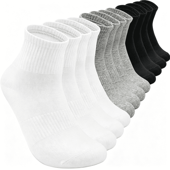 OQRKI 6 Pairs Cotton Athletic Socks for Men/Women Above Ankle Socks