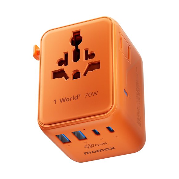 Adaptador de Viaje MOMAX Mini 7 en 1 GaN 70W Doble AC USB