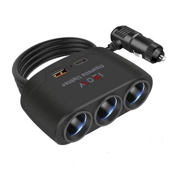 12V Car Cigarette Lighter Socket 3 in 1 Charger Splitter Outlet Power Adapter ,( D6E5