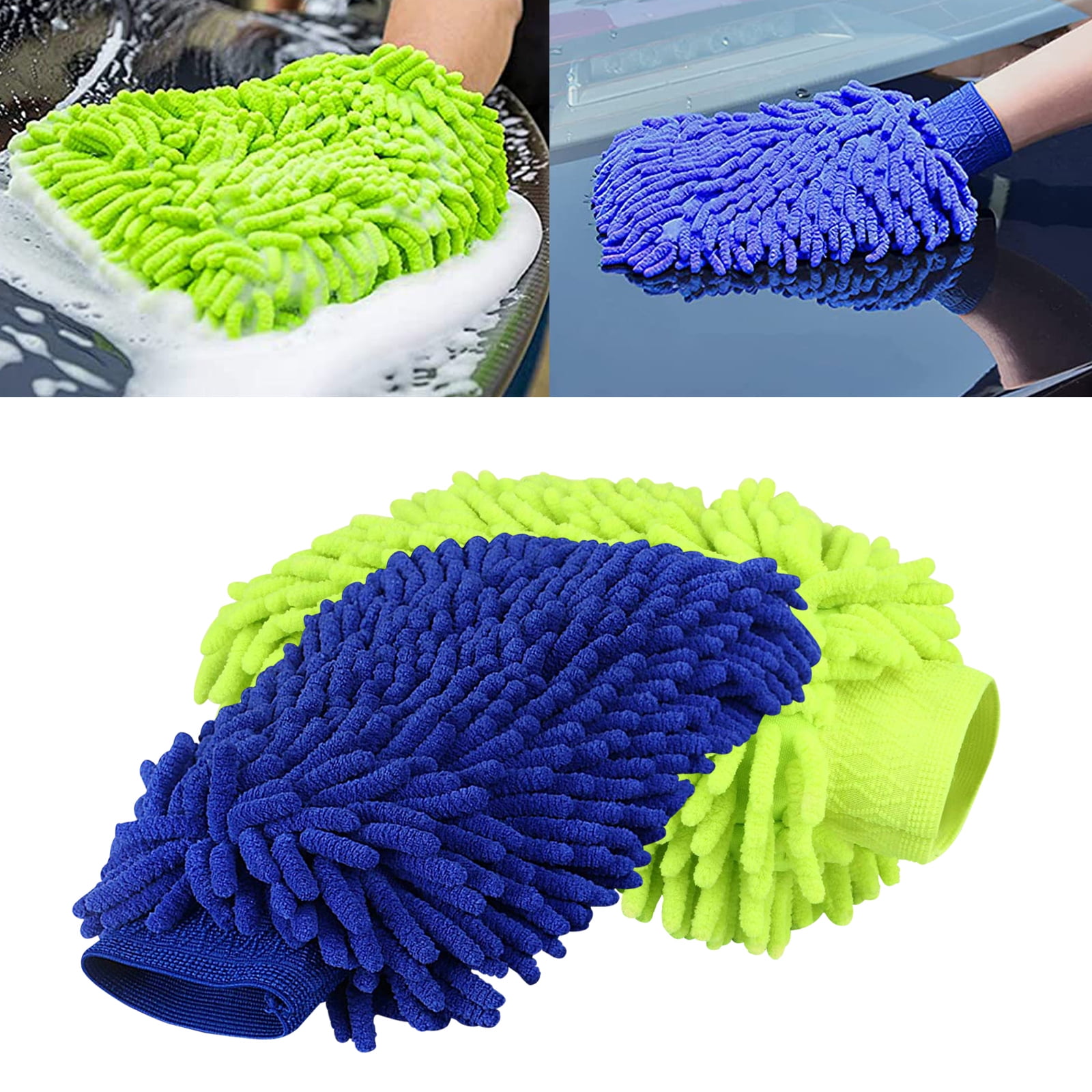 Premium Car Wash Sponge Chenille Car Cleaning Mitts Tools, Microfiber