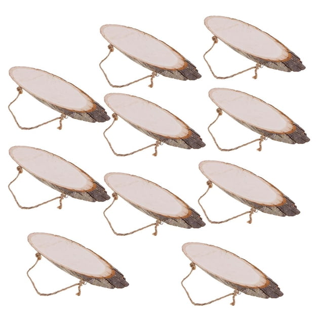 10pcs 10pcs 3 Pulgadas Unfinished Rebanadas Círculos Oval Con De árbol De Registro Para El Bricolaje Artesanía De Navidad Rús Soledad Rodajas de madera en blanco natural