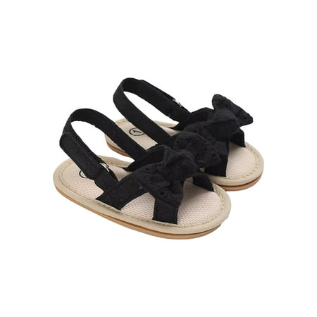 

LSFYSZD Baby Girls Summer Sandals Cotton Bowknot Open-Toe Sandals with Nonslip Soles for Toddlers 0-18 Months