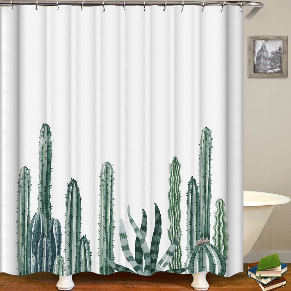 71/"Waterproof polyester Shower Curtain with hooks set Bathroom Cactus decoration