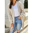 thumbnail image 1 of Women's Khaki Open Front Cable Sleeve Long Cardigan, 1 of 16