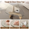 thumbnail image 5 of Cottinch 50" Triangle Glass Coffee Table with Wood Base for Living Room Office, Light Walnut, Natural Wood, 5 of 12