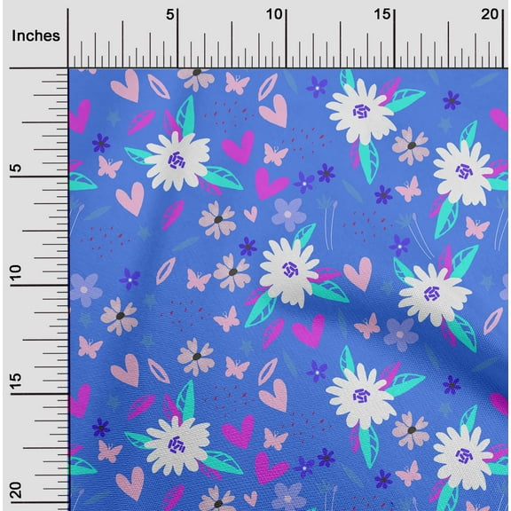 oneOone Polyester Lycra Blue Fabric Leaves & Flower Dress Material Fabric Print Fabric By The Yard 56 Inch Wide