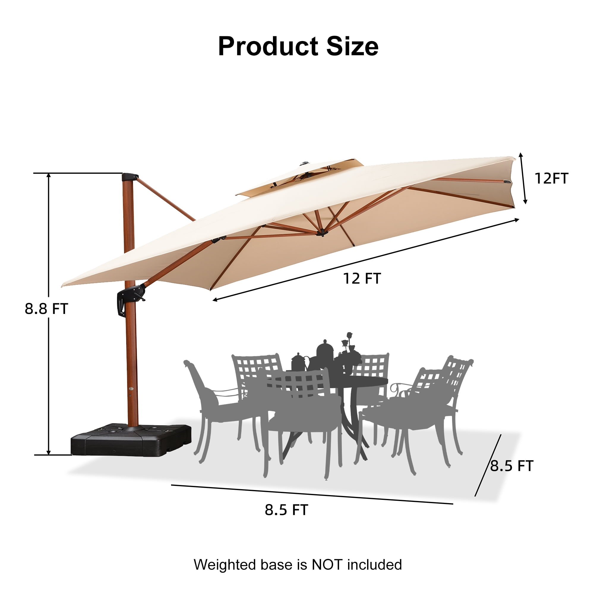 11 square patio umbrella Shademaker 9'11" Square Sirius Cantilever The Patio Galaxy