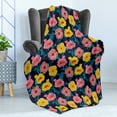 thumbnail image 4 of Floral Soft Flannel Fleece Blanket, Wild Meadow Flowers with Dusty Pink and Yellow Tones in Continuous Pattern, Cozy Plush for Indoor and Outdoor Use, 70" x 90", Dark Blue Multicolor, by Ambesonne, 4 of 5