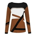 thumbnail image 4 of Womens Tops Women's Striped Printed V Neck Seven Quarter Sleeve T Shirt Top, 4 of 5