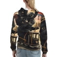thumbnail image 7 of Lsque Adorable Kitten On Mini Train Pattern Casual Women's Hoodie,Hooded Sweatshirt with Kangaroo Pocket,Pullover Hoodie with Eye-catching Drawstrings-Small, 7 of 7