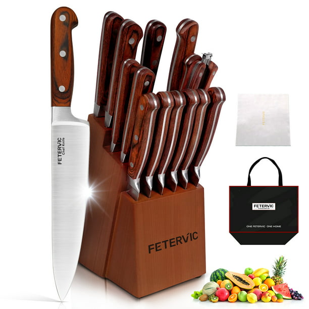 FETERVIC 16 Pieces Kitchen Knife Set